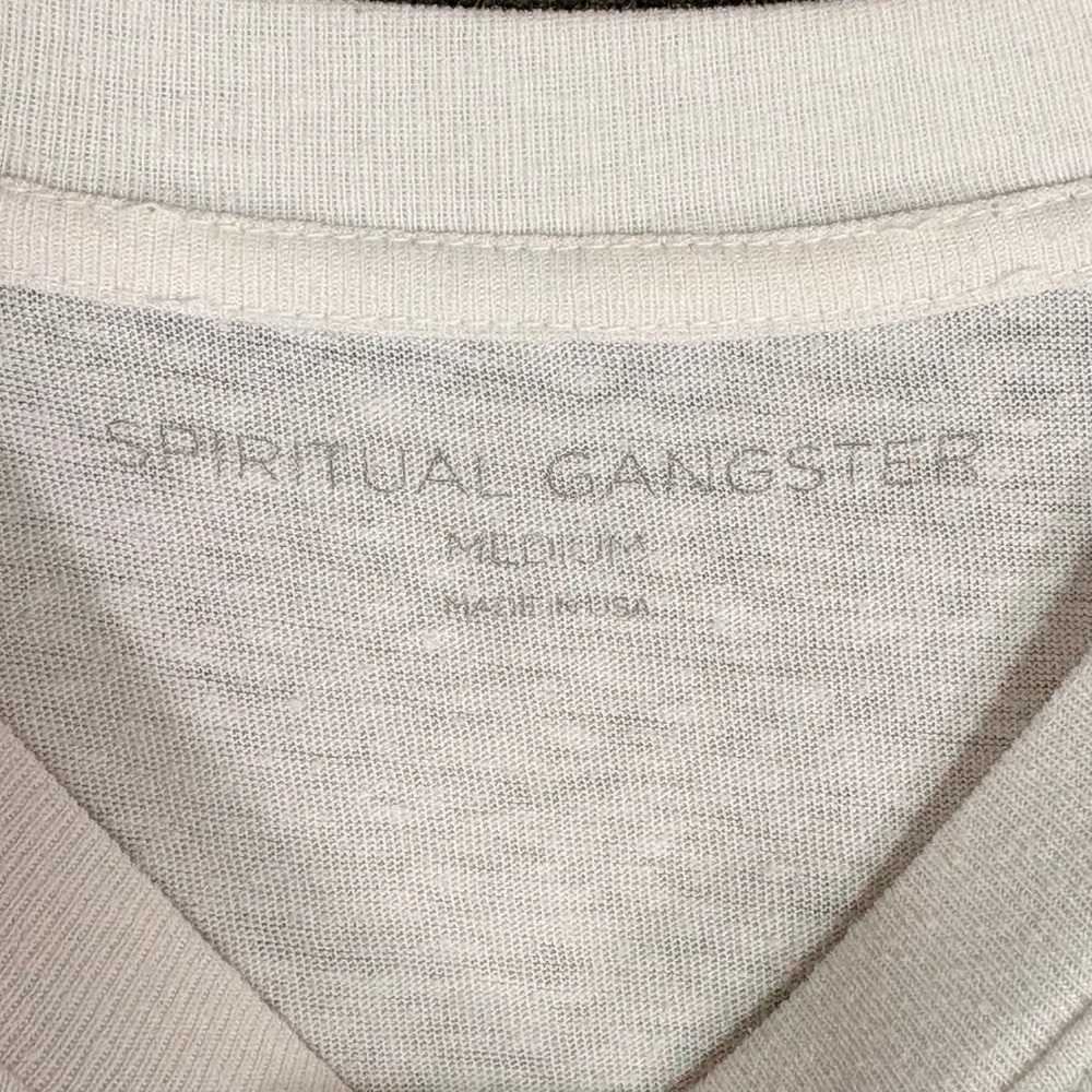Spiritual Gangster Peace Seeker White Cropped Muscle Tank Top Women's Medium USA - Picture 3 of 8